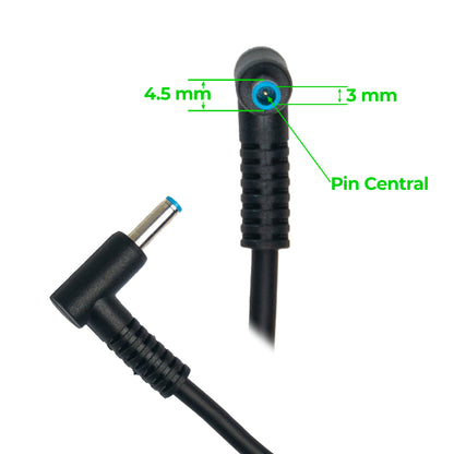 Conector de punta azul de 4.5mm con pin central de cargador original HP de fabrica